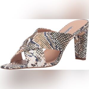 Charles David Leather Women's Snakeskin Heeled Sandals Summer Slide Pump